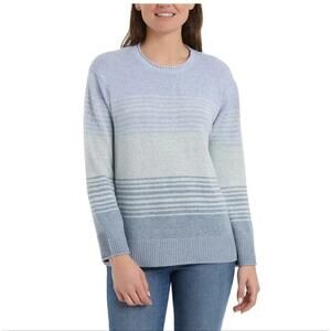Ella Moss Ombre Steel Blue Striped Long Sleeve Sweater Pullover Knit XL